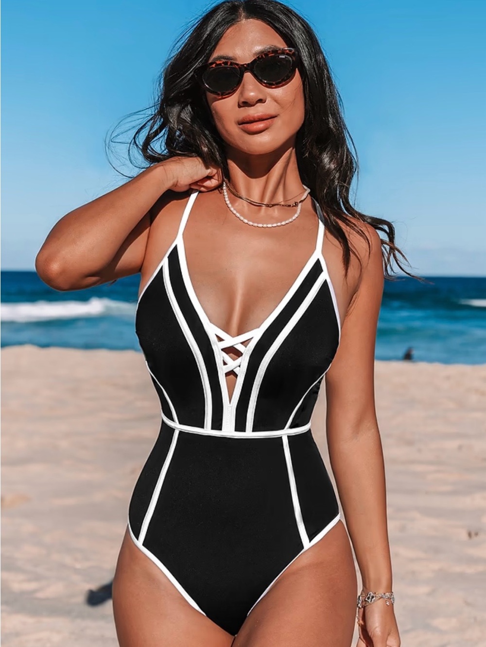 Monochrome Flex Support One-Piece Swimsuit. XS. With pads and hygiene liner. NWT